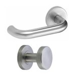 Poignes palire / bquille coude sur rosaces - inox - gauche - linox vachette