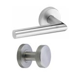 Poign�es pali�re / b�quille droite sur rosaces - inox - gauche - linox vachette