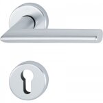 Poigne de porte double sur rosaces rondes stockholm finition argent - cl i