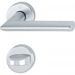 Poigne de porte double sur rosaces rondes stockholm finition argent -  condamnation sans voyant
