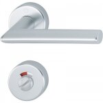 Poigne de porte double sur rosaces rondes stockholm finition argent -  condamnation avec voyant