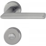 Poigne de porte double sur rosaces rondes stockholm finition inox -  condamnation sans voyant hoppe ...