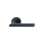 Poigne de porte double sur rosaces rondes stockholm finition noir mat - bec - de - cane hoppe