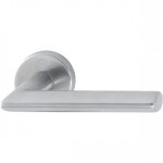 Poign�e de porte double sur rosaces rondes - stockholm - inox mat - bec - de - cane hoppe