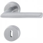 Poign�e de porte double sur rosaces rondes - stockholm - inox mat - cl� l hoppe