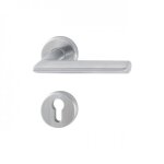 Poign�e de porte double sur rosaces rondes - stockholm - inox mat - cl� i hoppe