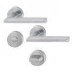 Poign�e de porte double sur rosaces rondes - stockholm - inox mat - condamnation sans voyant hoppe