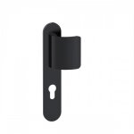 Poign�es de porte pali�re sur plaques logio cl� i - noir mat onyx vachette