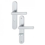 Poign�es de porte sur plaque hambourg - entraxe 195 mm - argent - � condamnation hoppe