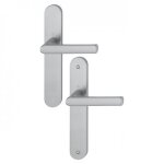 Poign�es de porte sur plaque hambourg - entraxe 195 mm - aspect inox - bec - de - cane hoppe