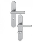 Poign�es de porte sur plaque hambourg - entraxe 195 mm - aspect inox - � condamnation hoppe
