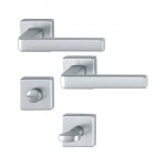 Poignes de porte sur rosaces aluminium anodis - chrom satin dublin - condamnation hoppe