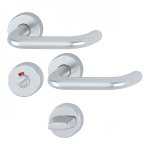 Poignes de porte sur rosaces rondes paris - aluminium finition argent - condamnation hoppe