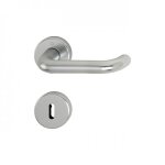 Poignes de porte sur rosaces rondes paris - aluminium finition inox - cl l hoppe