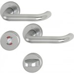Poignes de porte sur rosaces rondes paris - aluminium finition inox - condamnation hoppe