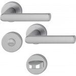 Poignes de porte sur rosaces rondes hamburg - montage sans vis - inox - condamnation hoppe