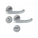 Poignes de porte sur rosaces rondes en inox paris -  condamnation hoppe