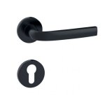 Poignes de porte sur rosaces rondes logio finition noir mat onyx - cl i vachette