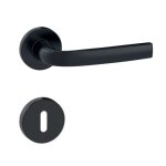 Poignes de porte sur rosaces rondes logio finition noir mat onyx - cl l vachette