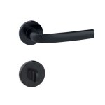 Poignes de porte sur rosaces rondes logio finition noir mat onyx - condamnation vachette