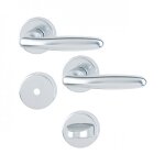 Poignes de porte sur rosaces rondes verona - aluminium finition argent - condamnation hoppe