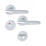 Poignes de porte sur rosaces rondes verona - aluminium finition argent - condamnation avec voyant hoppe ...