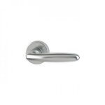 Poignes de porte sur rosaces rondes verona - aluminium finition inox - bec - de - cane hoppe