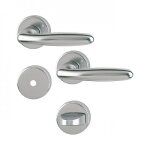 Poignes de porte sur rosaces rondes verona - aluminium finition inox - condamnation hoppe