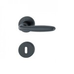 Poignes de porte sur rosaces rondes verona - aluminium noir mat - cl l hoppe