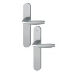 Poign�es sur plaques bec - de - cane - aluminium aspect inox - new york hoppe