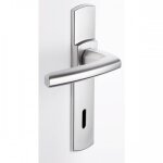 Poignes sur plaques cl l - ea 165 - chrome velours - scult vachette