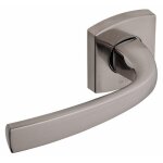 Poignes sur rosaces carres - aluminium platine - muze vachette