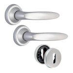 Poignes sur rosaces cl l - aluminium chrom velours - jazz vachette