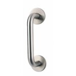 Poignes de tirage droite sur rosace - inox 304 - entraxe 150 mm vachette