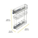 Porte - bouteilles extractible 3 plateaux supramax  fermeture amortie - pour module 200 mm emuca