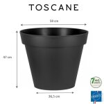 Pot rond anthracite - diamtre 60 cm - 76 litres - toscane 13614 eda plastiques