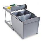 Poubelles de recyclage pour la cuisine - 1 x 16l + 2 x 7, 5l - gris emuca