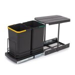 Poubelle de recyclage pour cuisine - 2x12 l - plastique - fixation au fond emuca