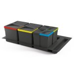 Poubelle de tri - slectif - 1x12l + 2x6l - avec base - recycle - l900 emuca