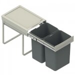 Poubelle tri slectif - 2 bacs 400 mm - 40 l - fermeture amortie synercia