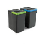Poubelle de tri slectif - 7 litres - anthracite - par 2 - recycle emuca