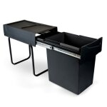 Poubelle de tri s�lectif recycle pour cuisine - 1 x 20l - noir emuca