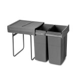 Poubelle de tri slectif recycle pour cuisine - 2 x 25l - gris anthracite emuca