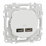 Prise chargeur double usb type c + c odace ii - blanc schneider