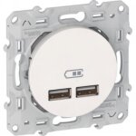 Prise chargeur usb - 2 x usb - blanc - odace schneider