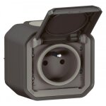 Prise de courant 2p + t complet - saillie - �tanche - anthracite - plexo legrand
