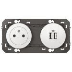 Prise de courant fort 2p + t + chargeur double usb - dooxie legrand