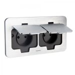Prise double �tanche carr�e - 16a - 2p + t - ip55 - alu bross� - initiale thomson