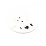 Prise encastrable incara? disq 80 - 2p + t - usb a / c - rj45 - blanc legrand