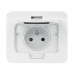 Prise simple �tanche ip55 - 16a - 2p + t - carr� - blanc thomson
